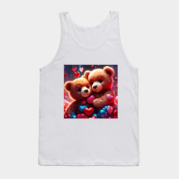 Teddy celebrating Valentines day, randome floating love hearts Tank Top by Colin-Bentham